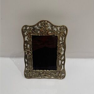 Philip Whitney Gold Plated Metal Picture Frame Cherub Detail